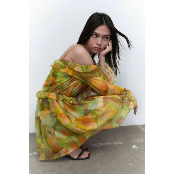 ZARA Printed Tulle Dress - Picture 10 of 14